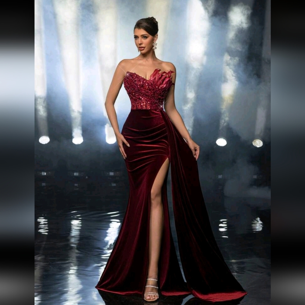 Very sexy Elegant Wine Red christmas  holiday